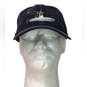 Southern Hat Co Black Cotton Snapback Hat Fishing Boat Embroidered Logo